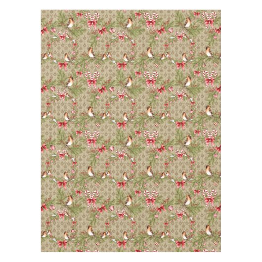 Nappe Oiseaux de Noël et Boughs de pins (Devant)