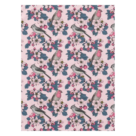 Nappe Oiseaux et fleurs roses (Devant)