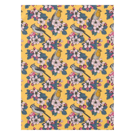 Nappe Oiseaux et fleurs sur le jaune (Devant)
