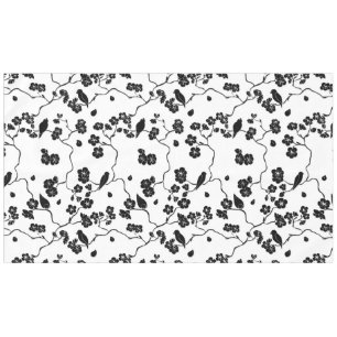 Nappe Oiseaux Motifs noirs et blancs sur les fleurs de c