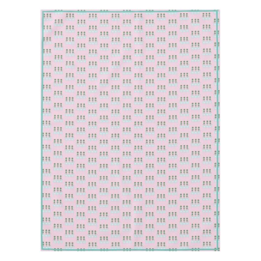 Nappe Oiseaux turquoise bleu rose (Devant)