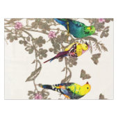 Nappe Oiseaux verts Aquarelle florale Parties scintillan (Devant (Horizontal))