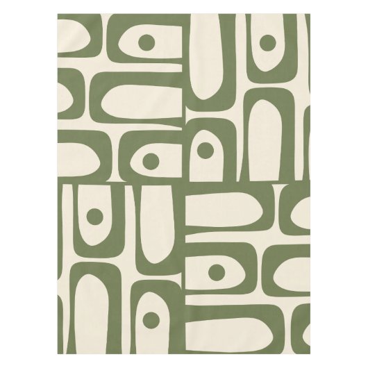Nappe Olive vert moderne du milieu du siècle et crème (Devant)