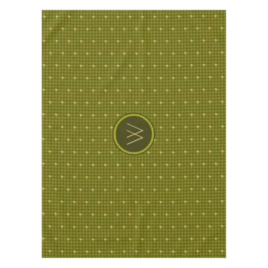 Nappe Olive with Gold Accent Houndstooth Tablecloth (Devant)