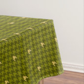 Nappe Olive with Gold Accent Houndstooth Tablecloth (In Situ)
