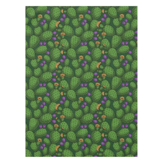 Nappe Opuntie de floraison sur vert foncé (Devant)