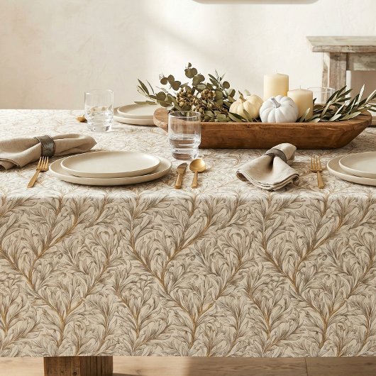 Nappe Or beige doré botanique feuille William Morris