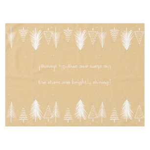 Nappe Or, Blanc, Arbre de Noël Étoiles Vacances Élégante