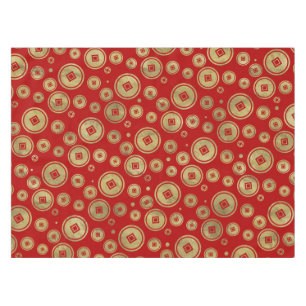 Nappe Or chinois de motif de pièce de monnaie sur le