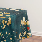 Nappe Or floral de Noël, blanc avec baies rouges (In Situ)