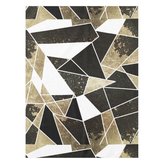 Nappe Or noir rustique moderne de blanc et de Faux (Devant)