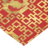 Nappe Or oriental de luxe sur le motif rouge de poissons (Angle)