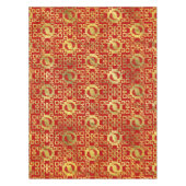 Nappe Or oriental de luxe sur le motif rouge de poissons (Devant)