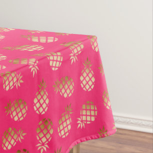 Nappe Or tropical d'été et motif rose d'ananas