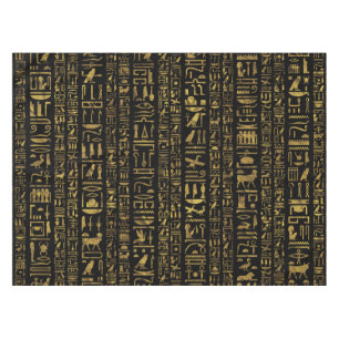 Nappe Or vintage d'hiéroglyphes égyptiens sur le noir