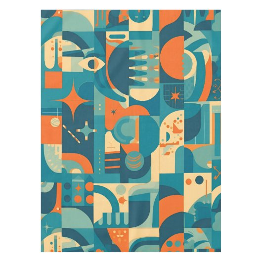 Nappe Orange and Teal Geometric Abstract (Devant)