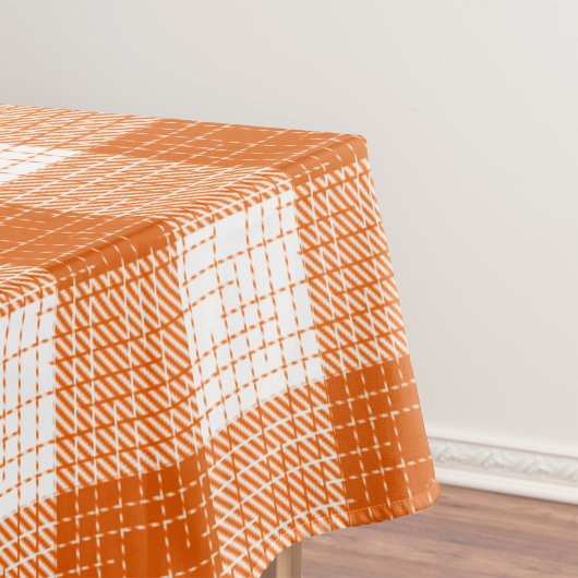 Nappe Orange and White Bold Checkered Plaid Design 