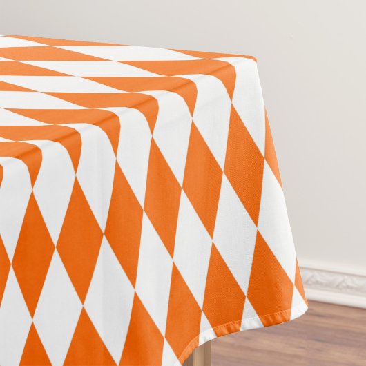 Nappe Orange blanc Arlequin Diamants Checkers Design