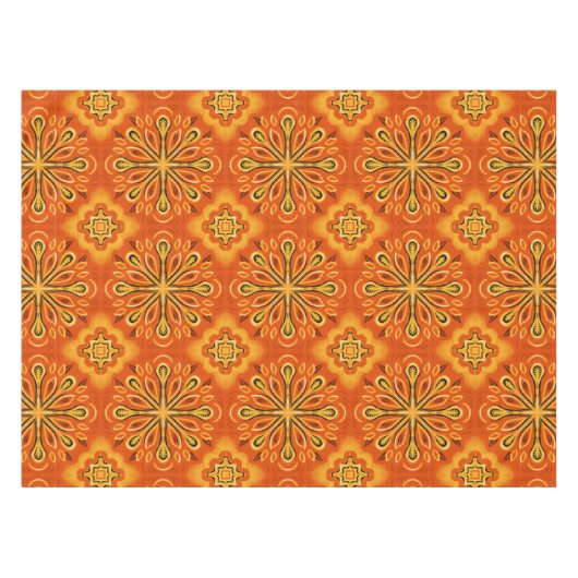 Nappe Orange Boho Abstrait Motif décoratif (Devant (Horizontal))