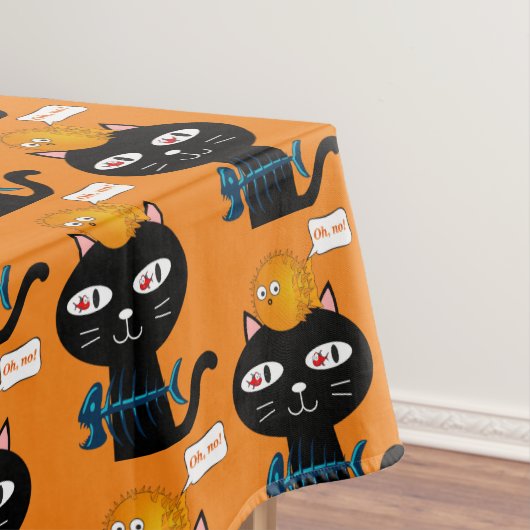 Nappe Orange Chat Noir Poissons (In Situ)