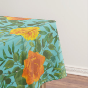 Nappe Orange et Turquoise Aqua Peony Rose Mariage Floral