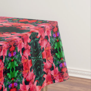 Nappe Orange Lilies Floral Abstrait Motif