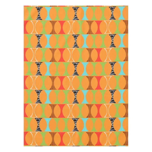 Nappe orange moderne de motif de la moitié du (Devant)