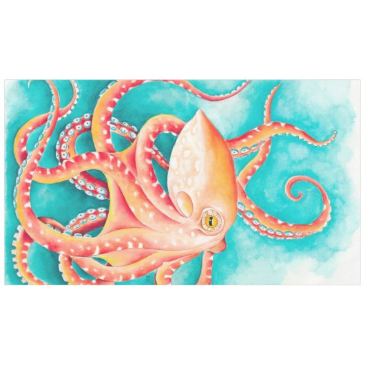 Nappe Orange rouge Tentacles Octopus Aquarelle (Devant (Horizontal))