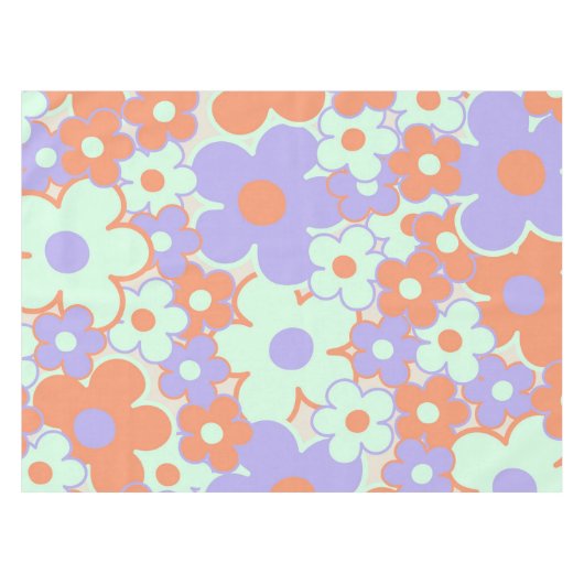Nappe Orange violet bleu rétro Y2K les années 70 Fleur M (Devant (Horizontal))