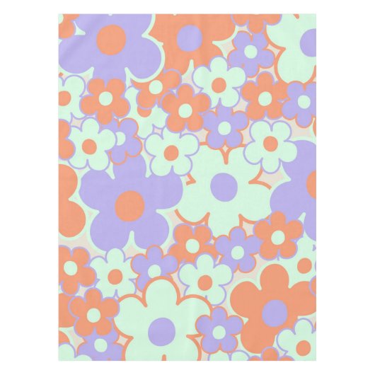 Nappe Orange violet bleu rétro Y2K les années 70 Fleur M (Devant)