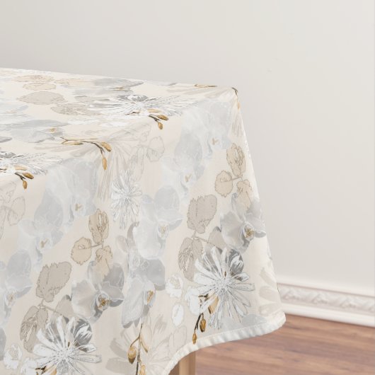 Nappe Orchidées blanches sur une crème légère  (In Situ)