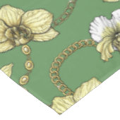 Nappe Orchidées et chaînes, jaune et vert kelly (Angle)