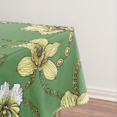 Nappe Orchidées et chaînes, jaune et vert kelly (In Situ)