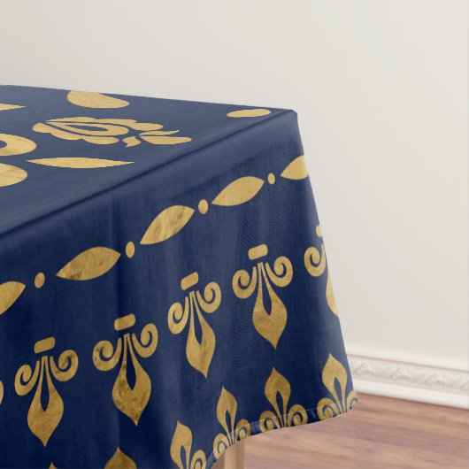 Nappe Ornement Damas oriental - Or sur bleu foncé #3 (In Situ)