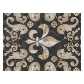 Nappe Ornement de luxe Fleur de lis - Perle et marbre (Devant (Horizontal))
