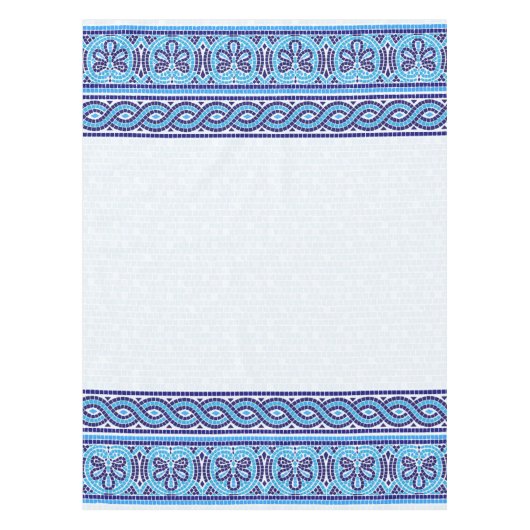 Nappe Ornement en mosaïque grecque - Tons de bleu (Devant)