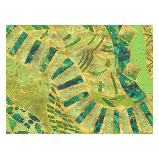 Nappe Ornement tribal éthique - Verts et or (Devant (Horizontal))
