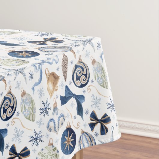 Nappe Ornements Bleus à l'Aquarelle Noël (In Situ)