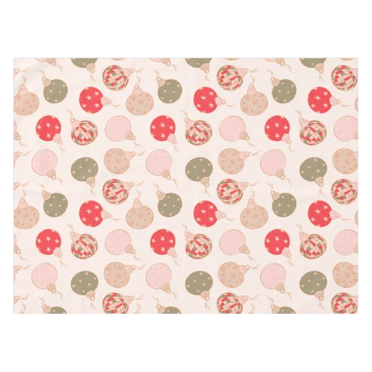 Nappe Ornements de Noël Boho Retro Motif vert rose (Devant (Horizontal))