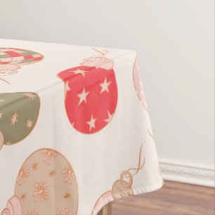 Nappe Ornements de Noël Boho Retro Motif vert rose