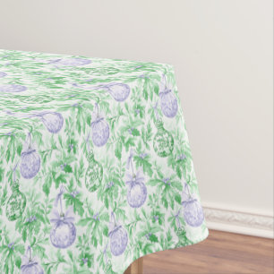 Nappe ornements de Noël papier vert violet toile