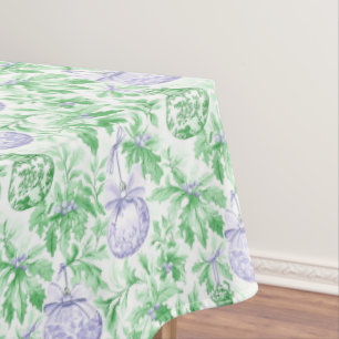 Nappe ornements de Noël papier vert violet toile
