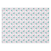 Nappe Ornements de Noël rétro rose et turquoise (Devant (Horizontal))