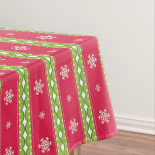 Nappe Ornements rose et vert & Snowflakes Tissu de table