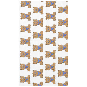 Nappe Ours en peluche portant une écharpe bleue