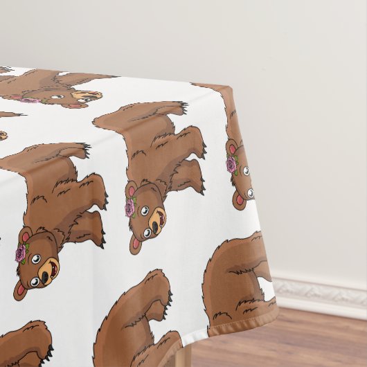 Nappe Ours mignon avec dessin animé sur les fleurs (In Situ)