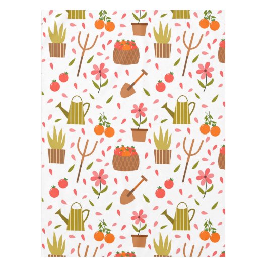 Nappe Outils de jardinage mignon et Plante Motif sans co (Devant)