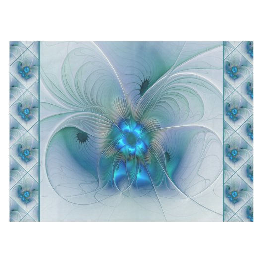 Nappe Ovations debout, fractale abstraite bleu turquoise (Devant (Horizontal))