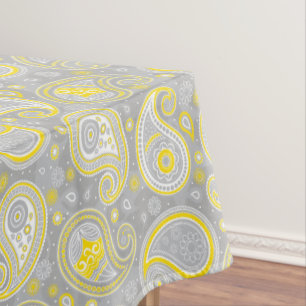 Nappe Paisley motif jaune et gris élégant