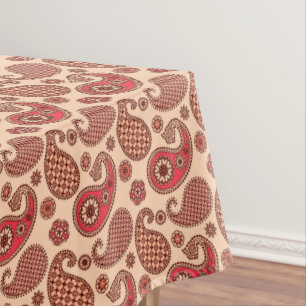 Nappe Paisley motif, pêche et corail rose